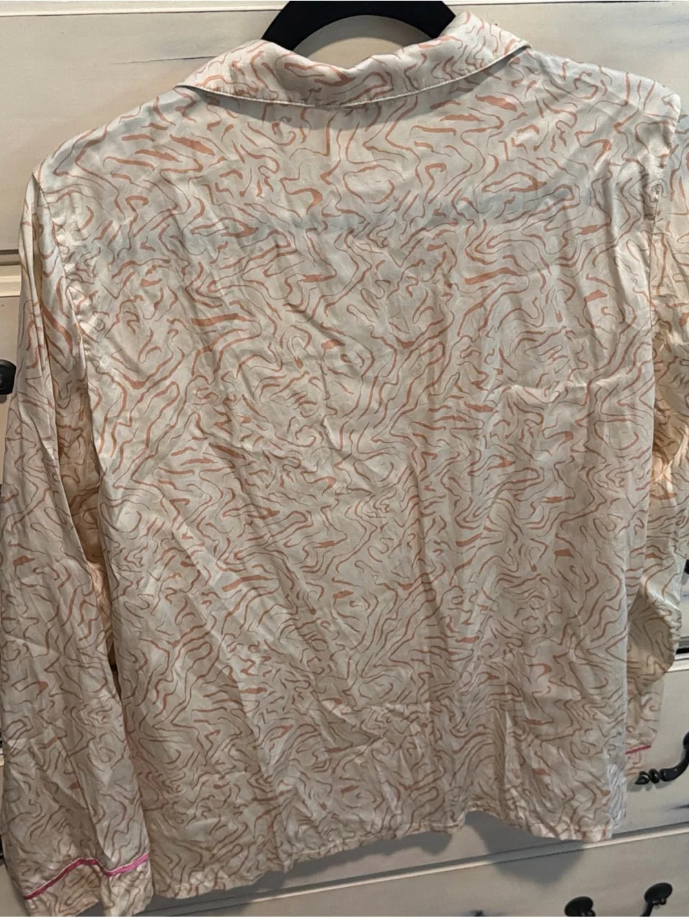 $298 Eberjey Inez Washable Silk Printed Long Pajama Set Medium
